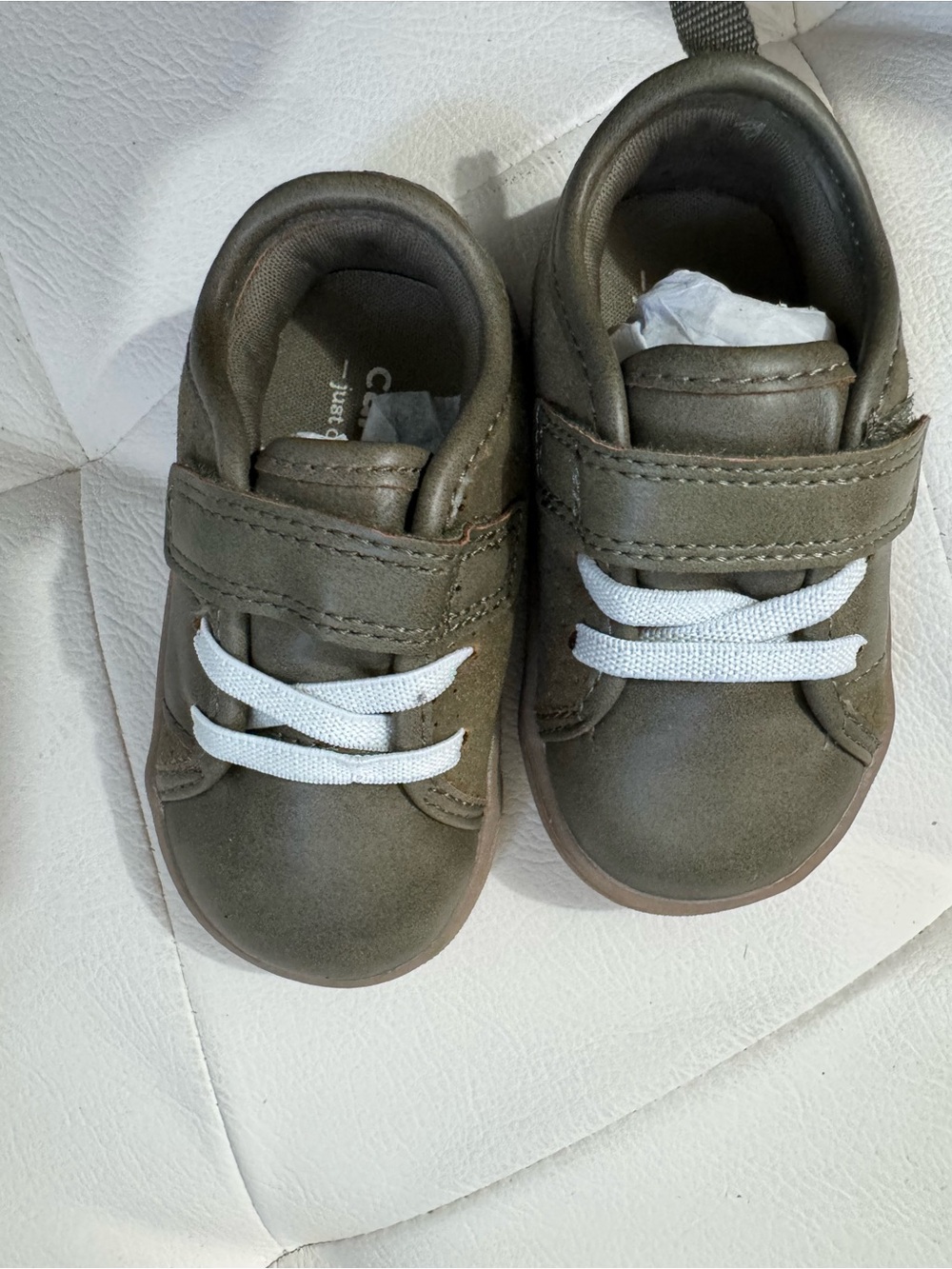 Kids Olive Green Velcro Sneaker with Elastic Laces
